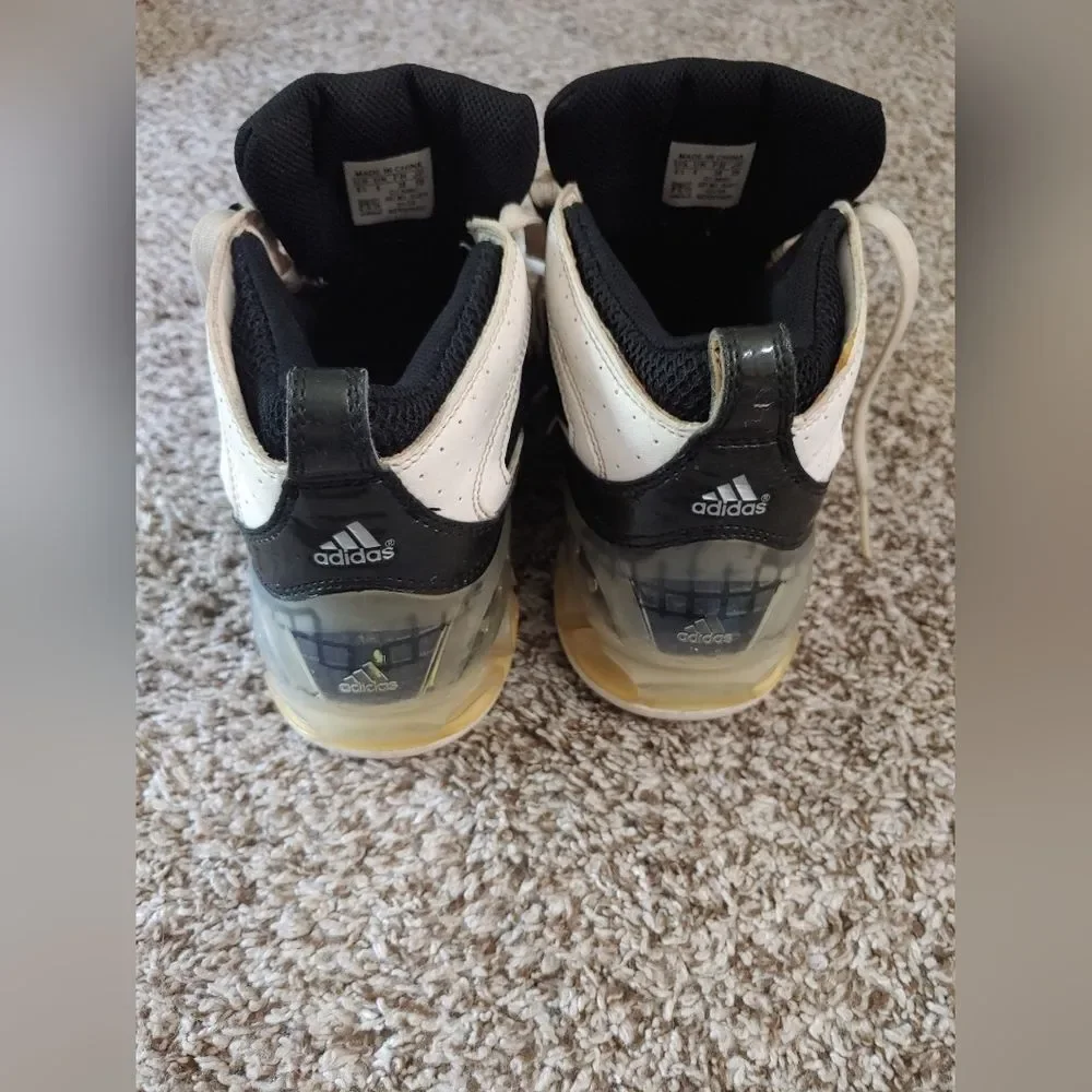 Vintage Y2K Adidas Bounce Sneakers Women's B&W Basketball Shoes Size 6.5